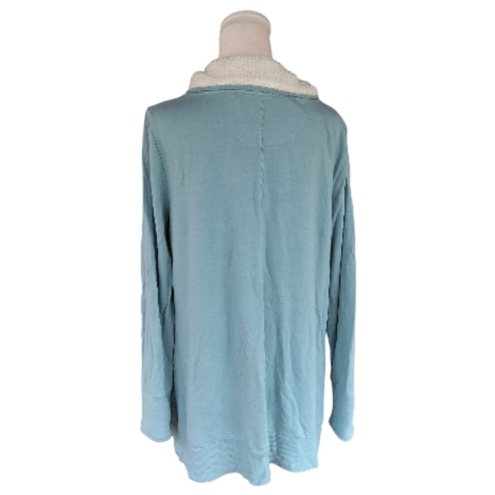 Soft Surroundings Seafoam Forrester Pull Over Tunic Top Fleece Trim Size Large - Picture 5 of 8